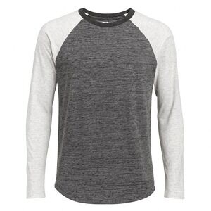 Old Navy Mens Raglan Long Sleeve Tee Gray Heathered Crew Neck T-Shirt Small